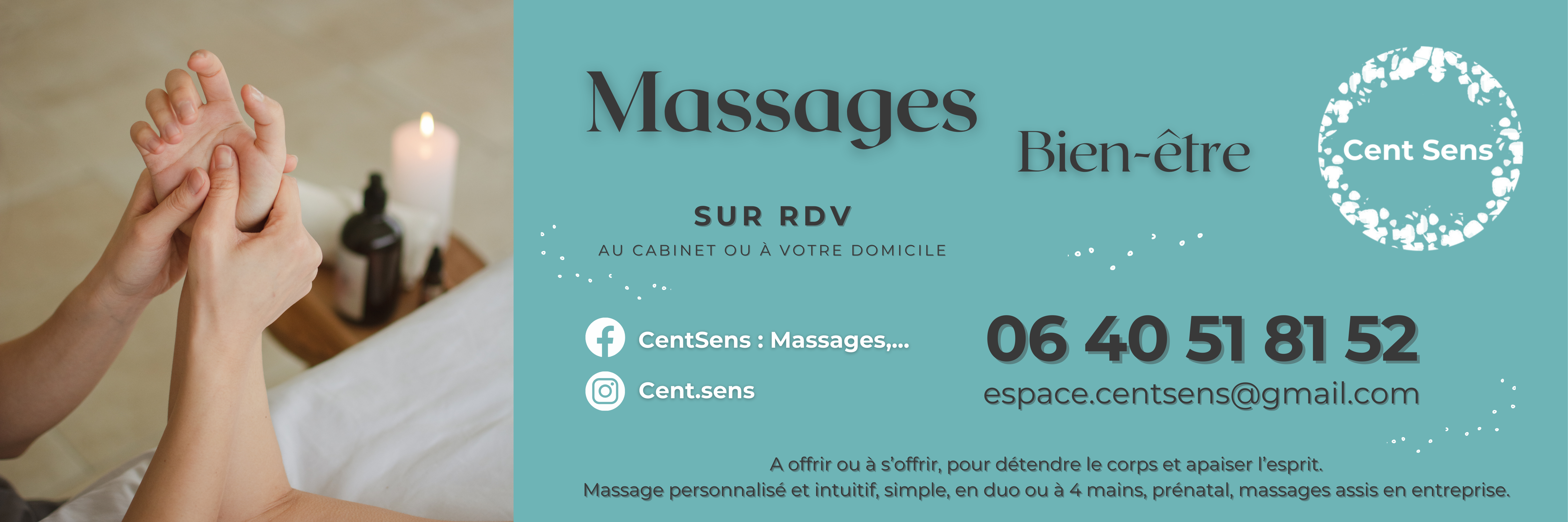 Photo numéro 1 de la galerie de Charline CentSens : Masseur bien-être à Boissise-la-Bertrand. Prendre RDV