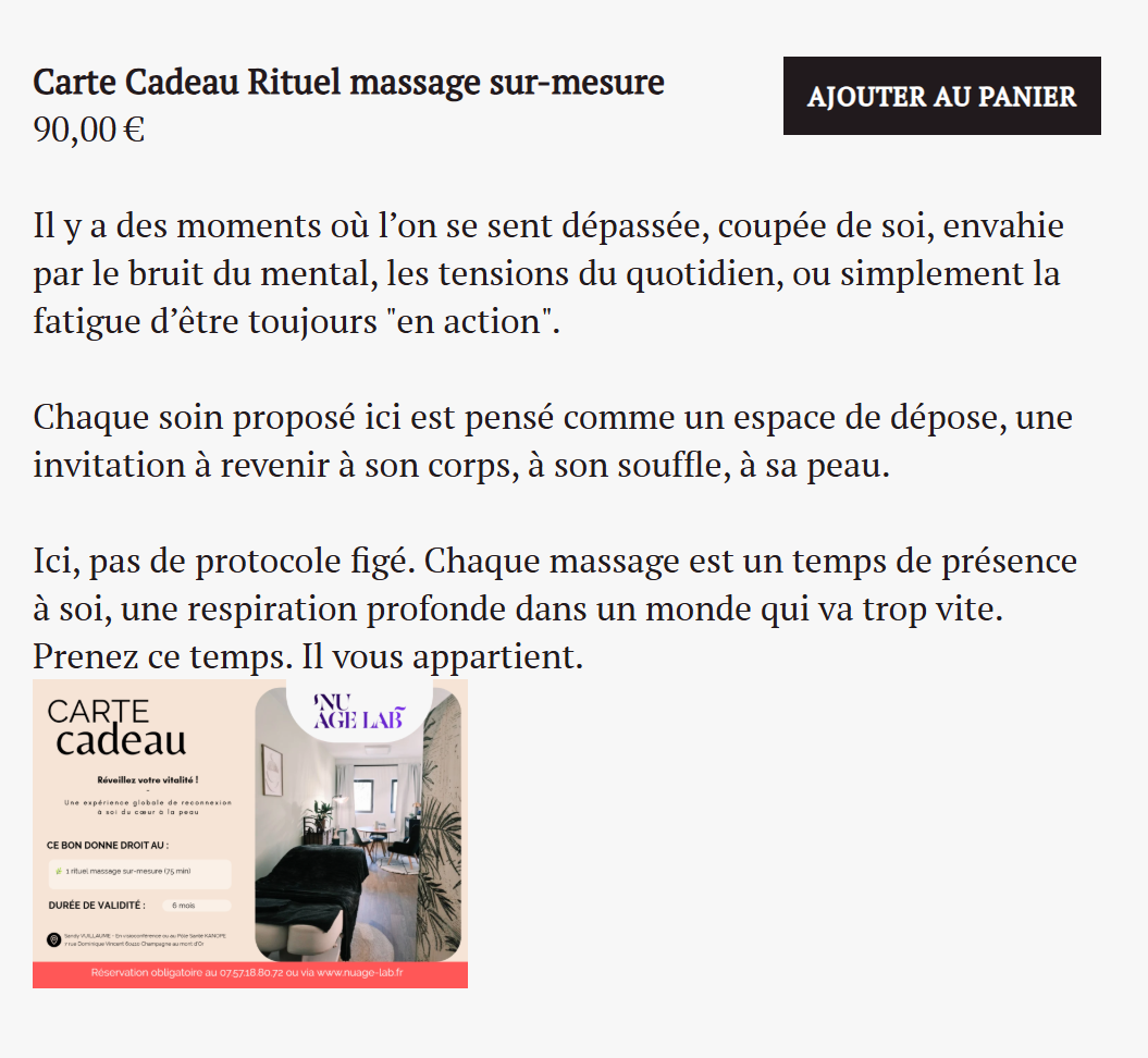 Photo numéro 19 de la galerie de Sandy VUILLAUME : Masseur bien-être à Champagne-au-Mont-d'Or. Prendre RDV