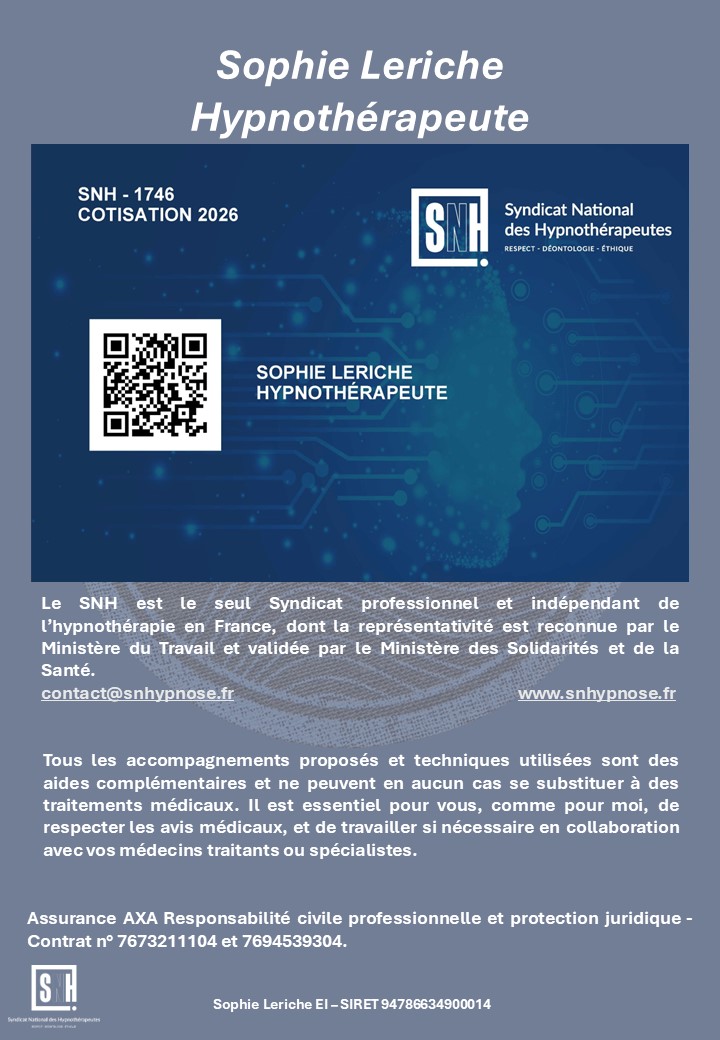 Photo numéro 3 de la galerie de Sophie Leriche : Hypnothérapeute à Sainte-Hélène. Prendre RDV