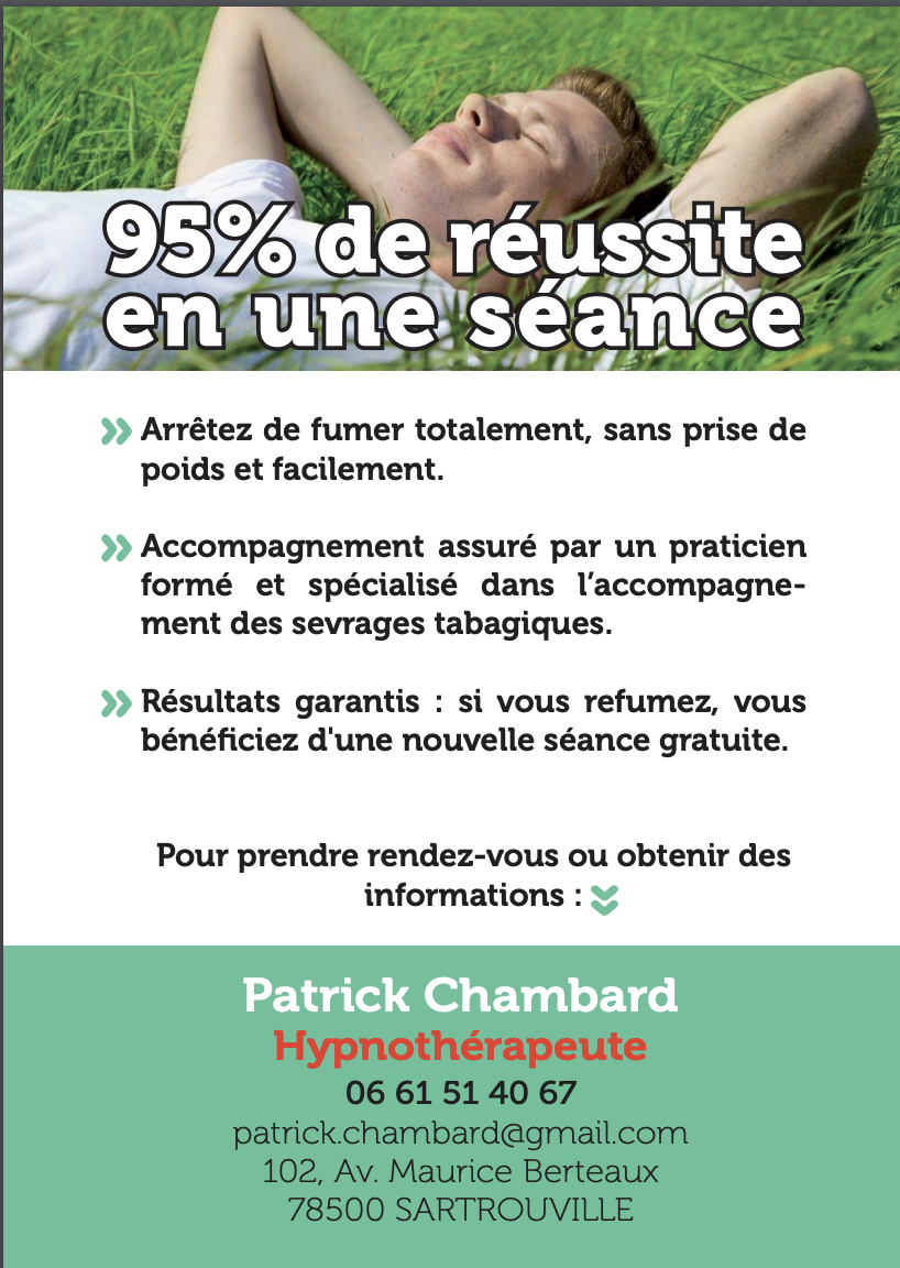 Photo numéro 2 de la galerie de Patrick Chambard : Hypnothérapeute à Chennevières-sur-Marne. Prendre RDV