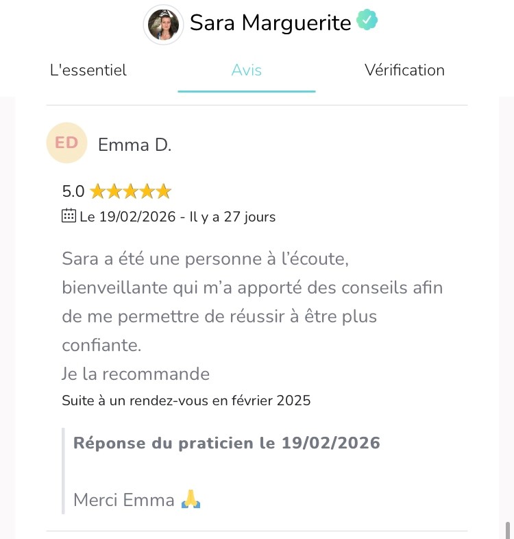 Photo numéro 3 de la galerie de Sara Marguerite : Coach en développement personnel à Châtillon. Prendre RDV