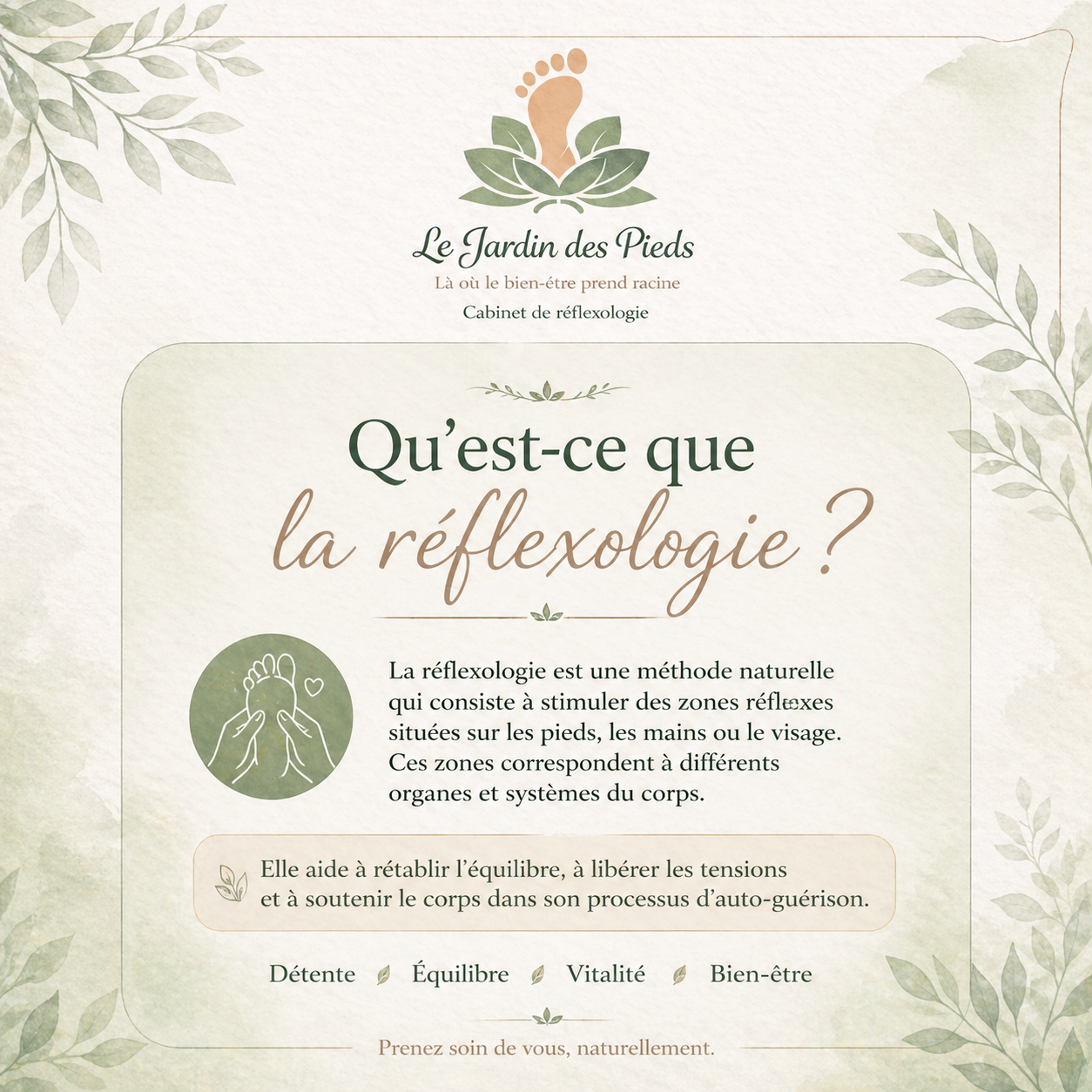 Photo numéro 5 de la galerie de Le Jardin Des Pieds Réflexologue : Réflexologue à Servon-sur-Vilaine. Prendre RDV