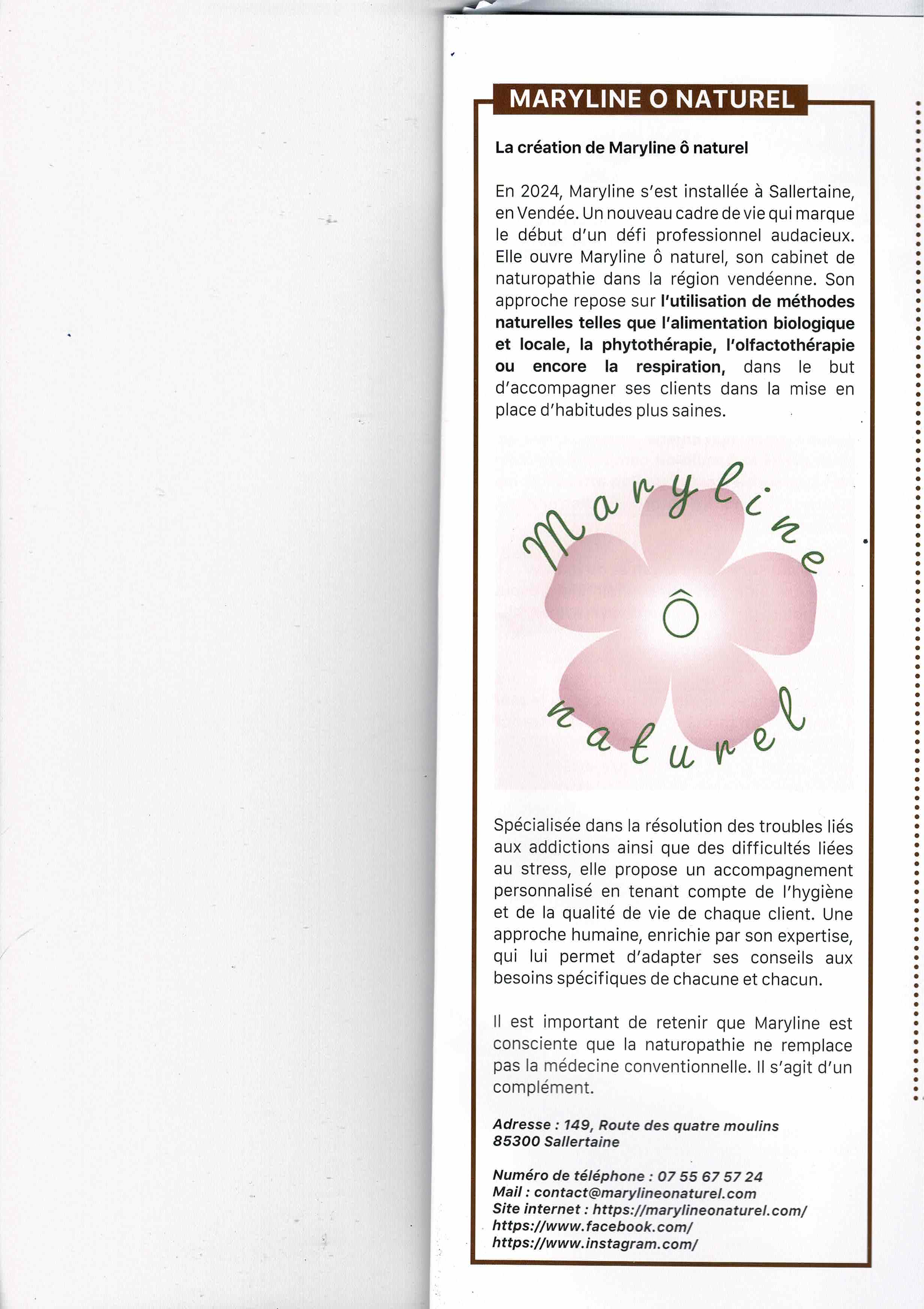 Photo numéro 1 de la galerie de Marylineônaturel Maryline Bonin : Naturopathe à Sallertaine. Prendre RDV