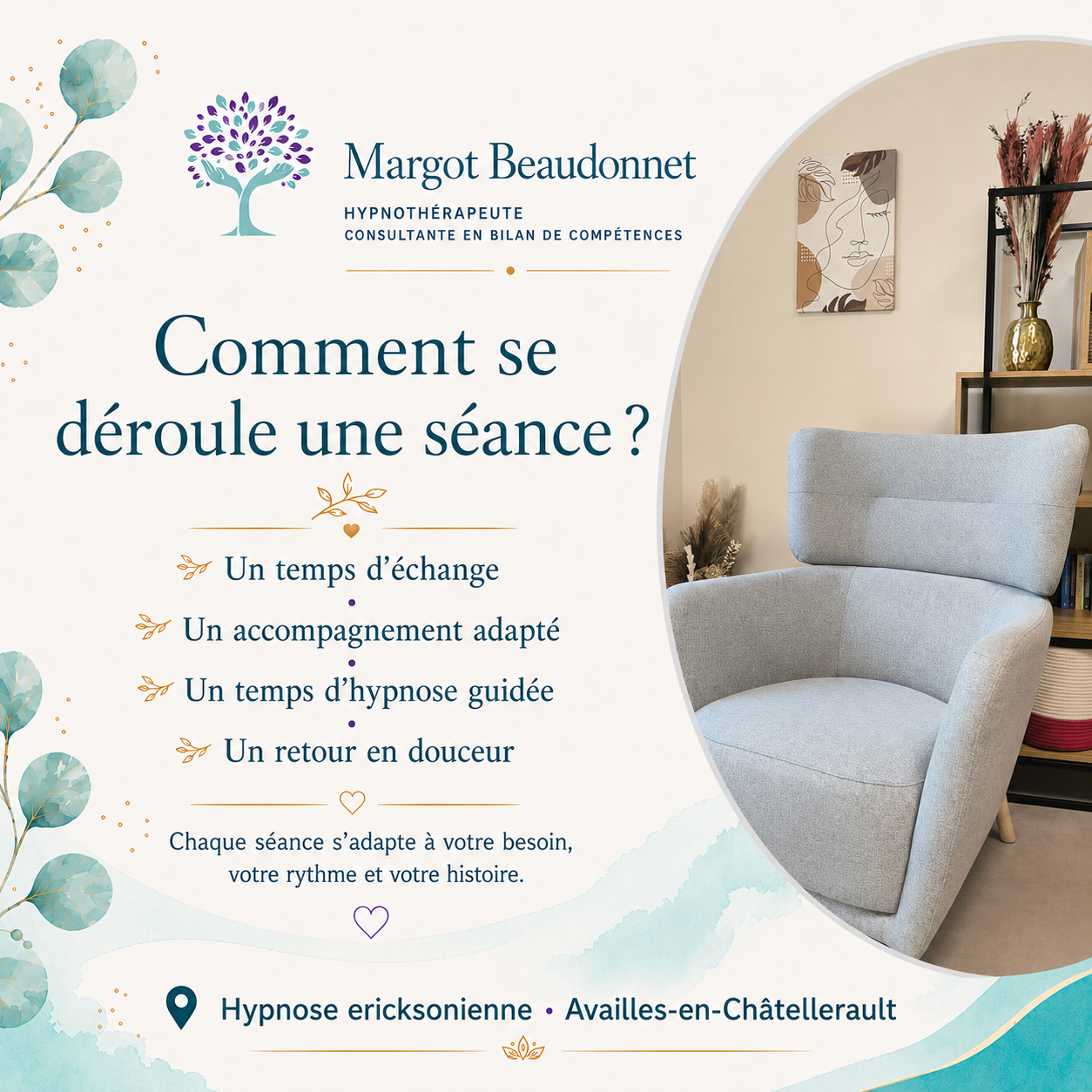 Photo numéro 4 de la galerie de Margot Beaudonnet : Hypnothérapeute à Availles-en-Châtellerault. Prendre RDV