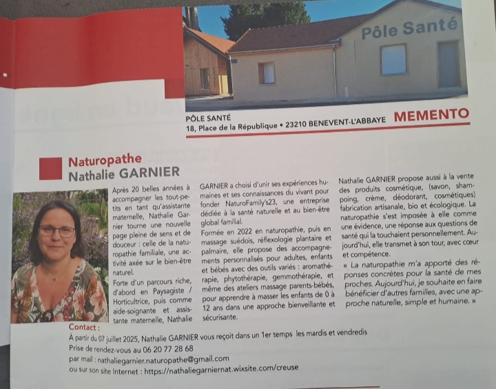 Photo numéro 8 de la galerie de Nathalie Garnier : Naturopathe à Bénévent-l'Abbaye. Prendre RDV