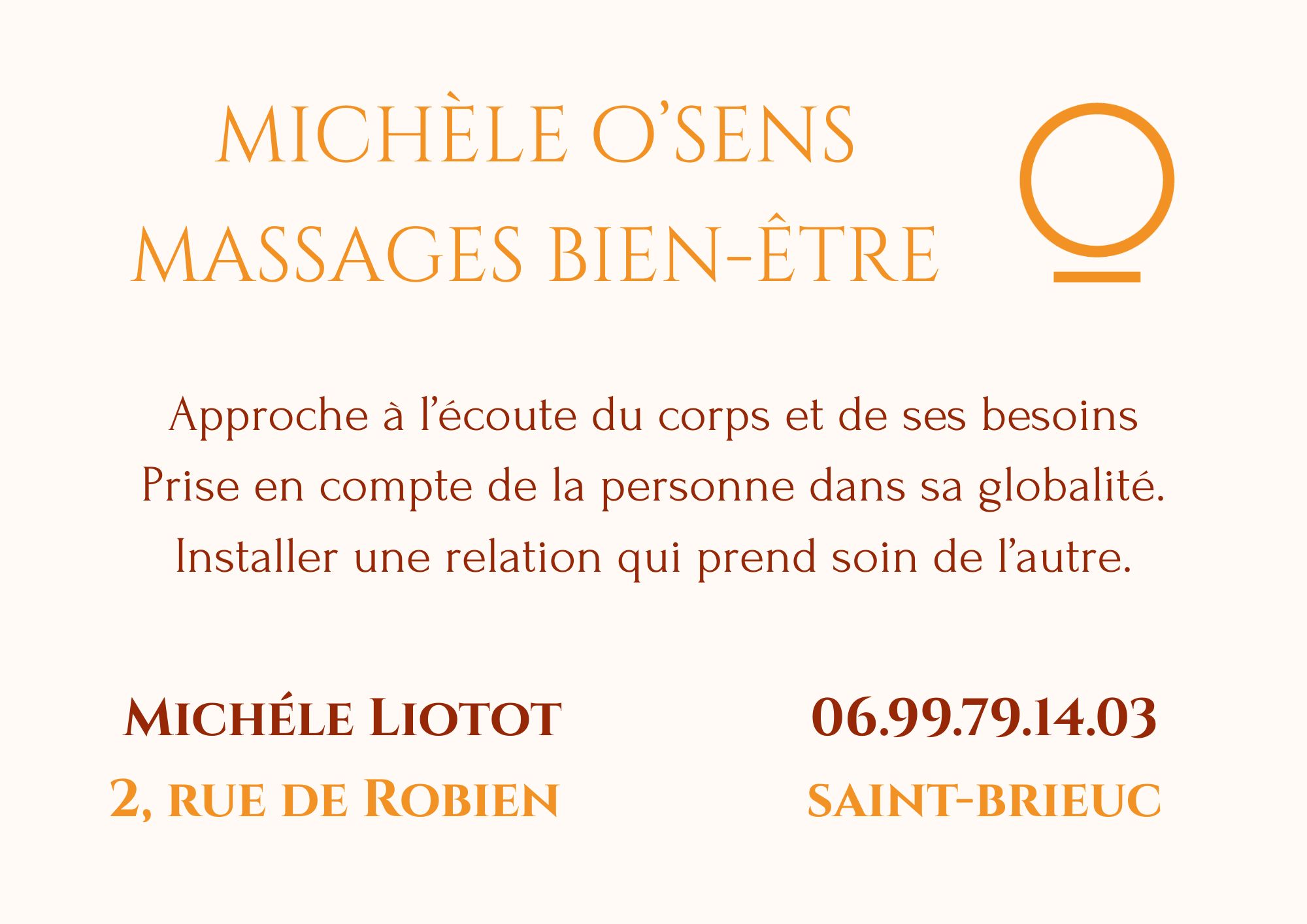 Photo numéro 1 de la galerie de Michèle Liotot : Masseur bien-être à Lamballe-Armor. Prendre RDV
